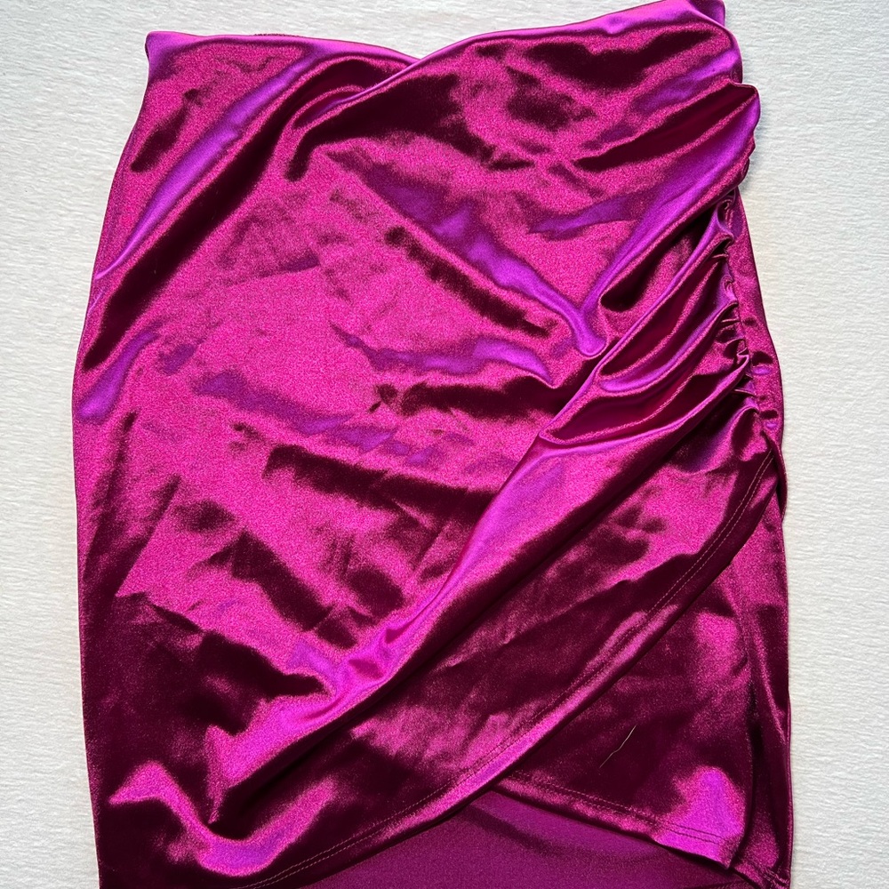 Fashion Nova Magenta Asymmetrical Skirt